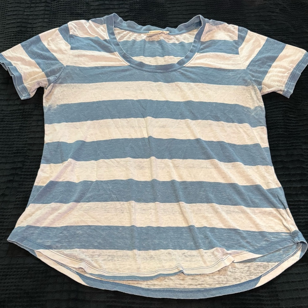 Striped Blue and White Women’s white crow T-Shirt